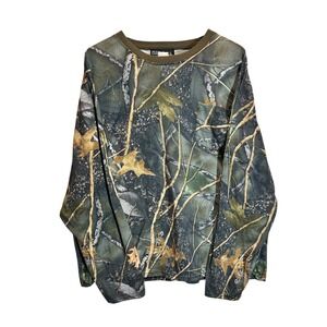 Vintage WFS Camo T Shirt Mens XL Cotton Chest Pocket Burly Camo Hunting Pattern